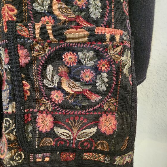 Vitabella Norway Folk Art Tapestry Jacket Storybook Medieval Scene Buttons Small - Picture 7 of 9